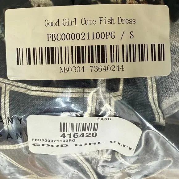 Fashion Brand Company Cute Fish Print Good Girl Linen Dress Small New with Tags - Picture 2 of 4
